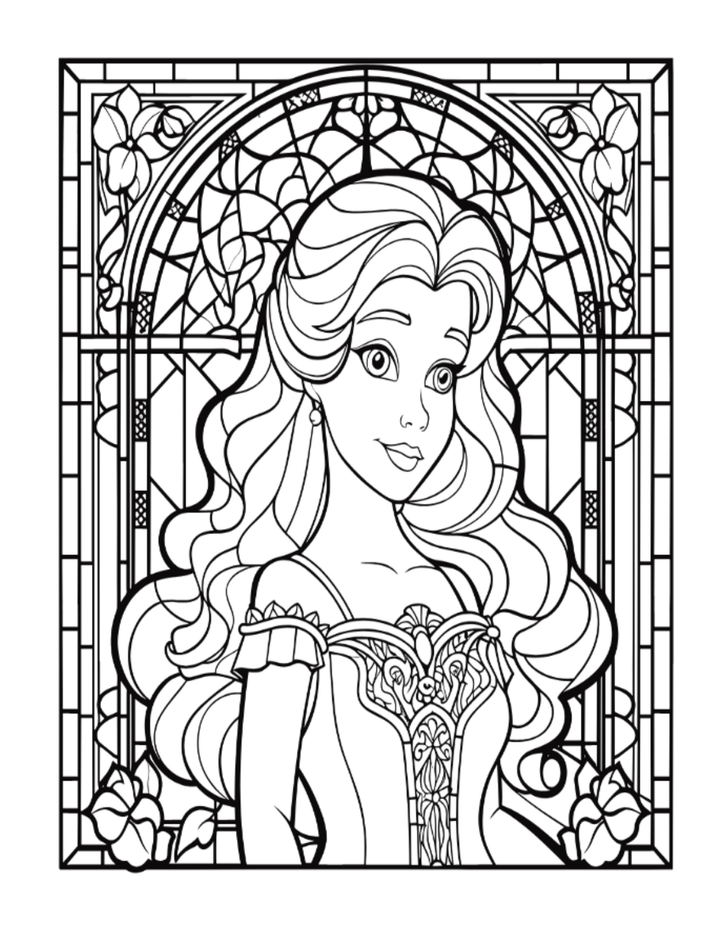 Digital PDF Stained Glass Princess Coloring Book – PKJ Publishing
