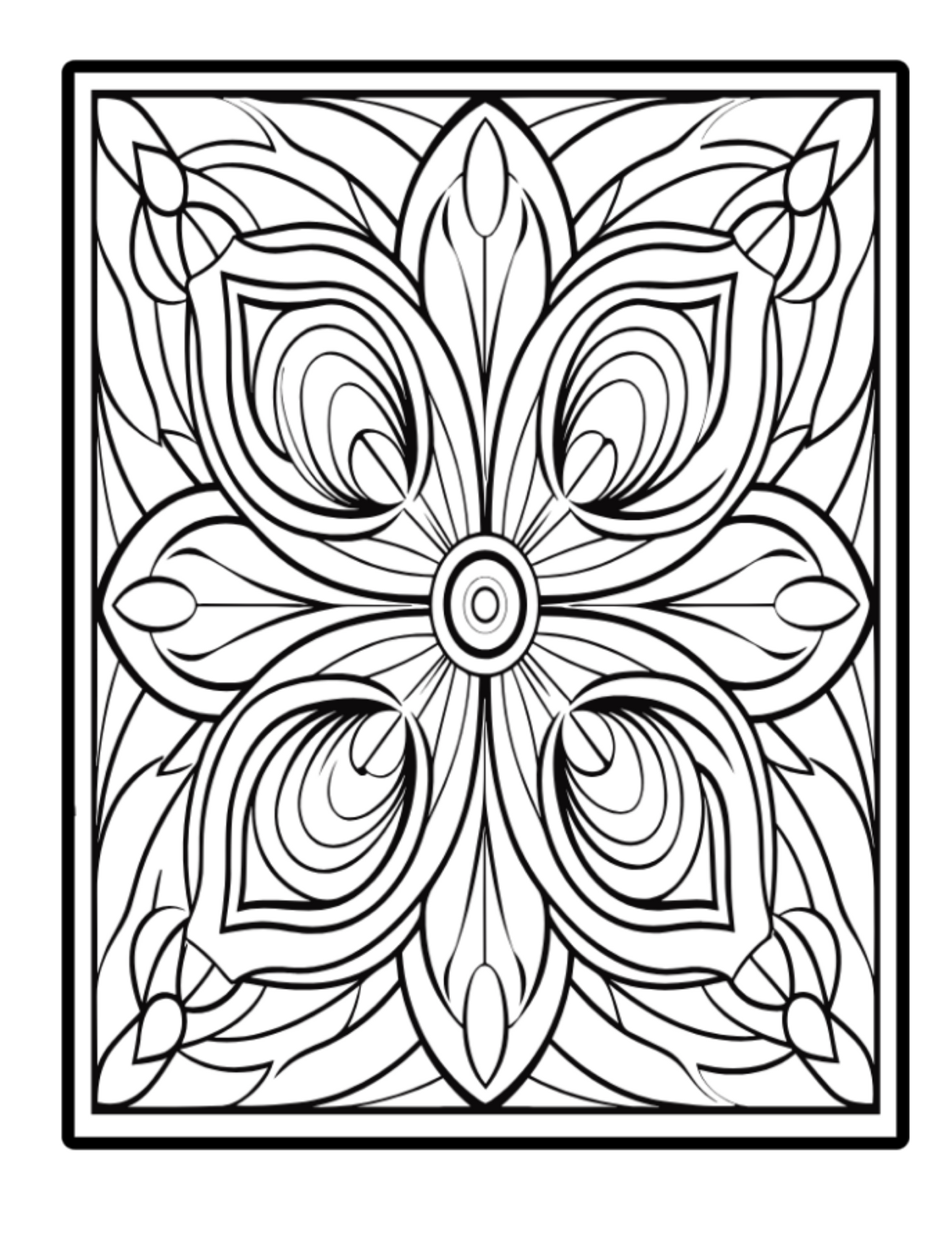 Digital PDF Stress Relief Symmetrical Patterns Coloring Book