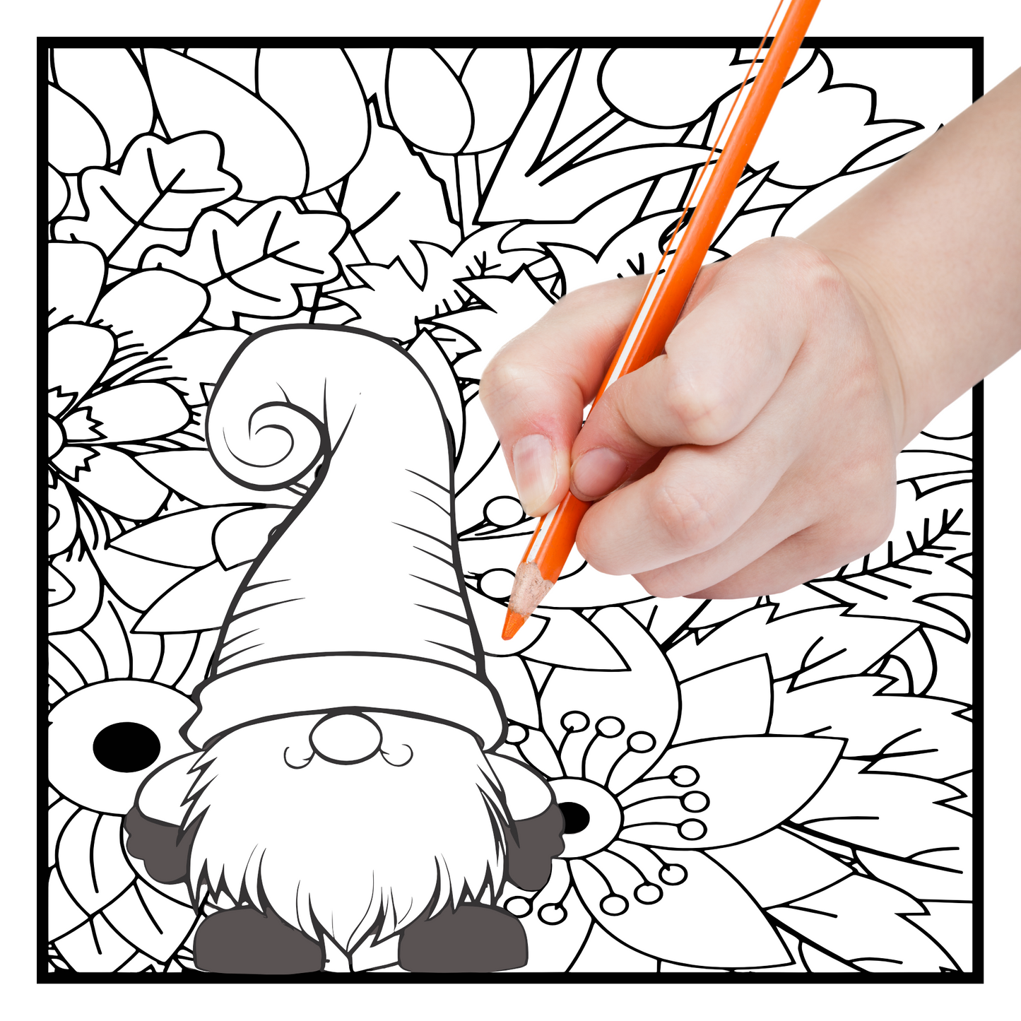 Digital PDF Flower Garden Gnomes Coloring Book