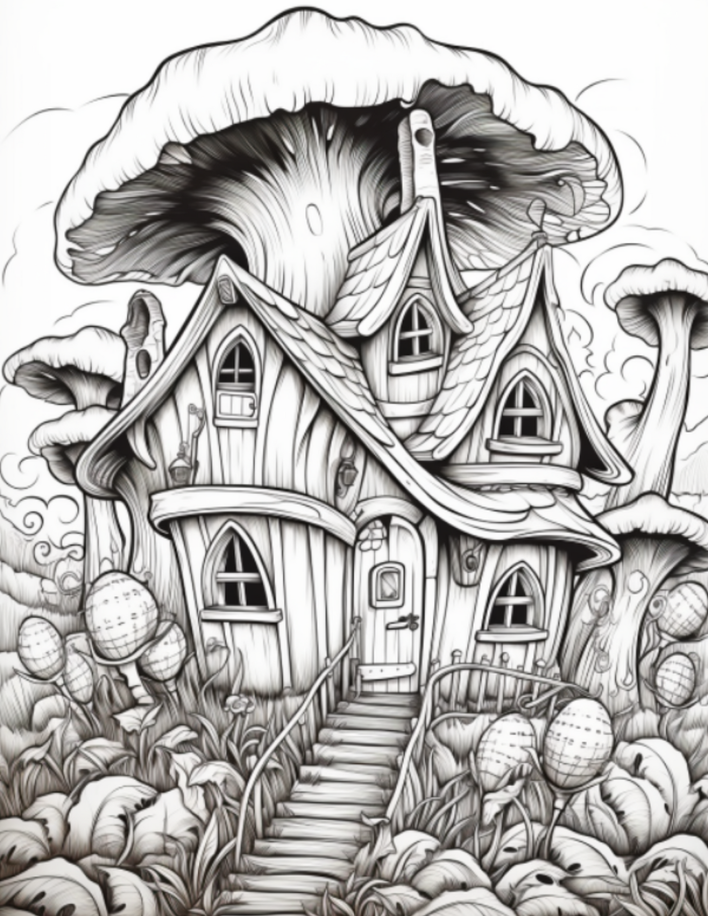 Digital PDF Mystery Hobbit House Coloring Book