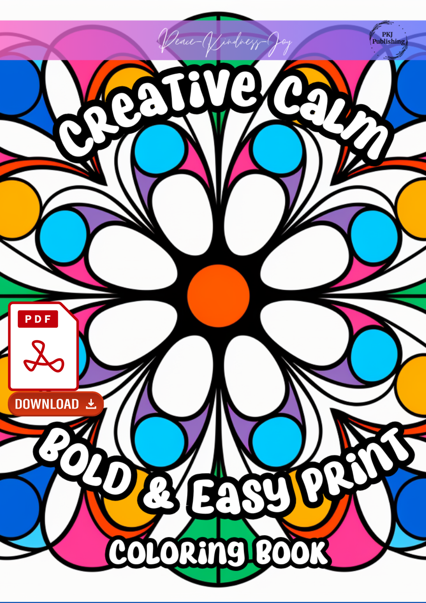 Digital PDF Creative Calm Bold & Easy Print Coloring Book