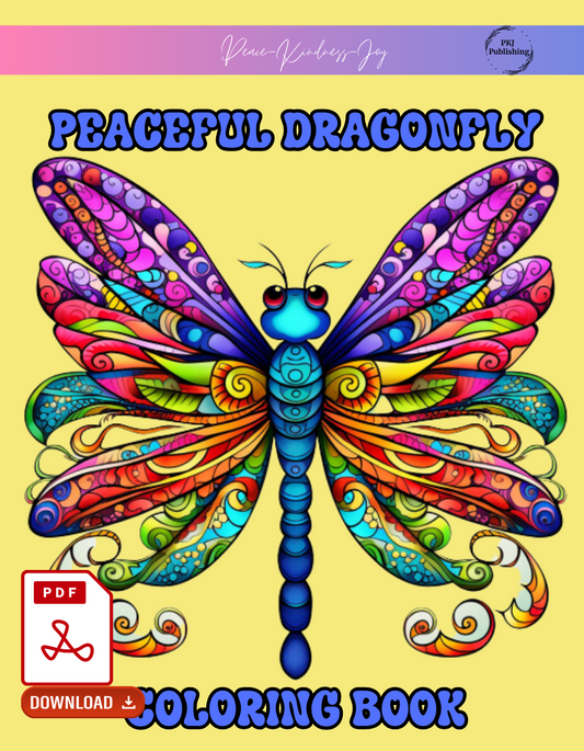 Digital PDF Peaceful Dragonfly Coloring Book