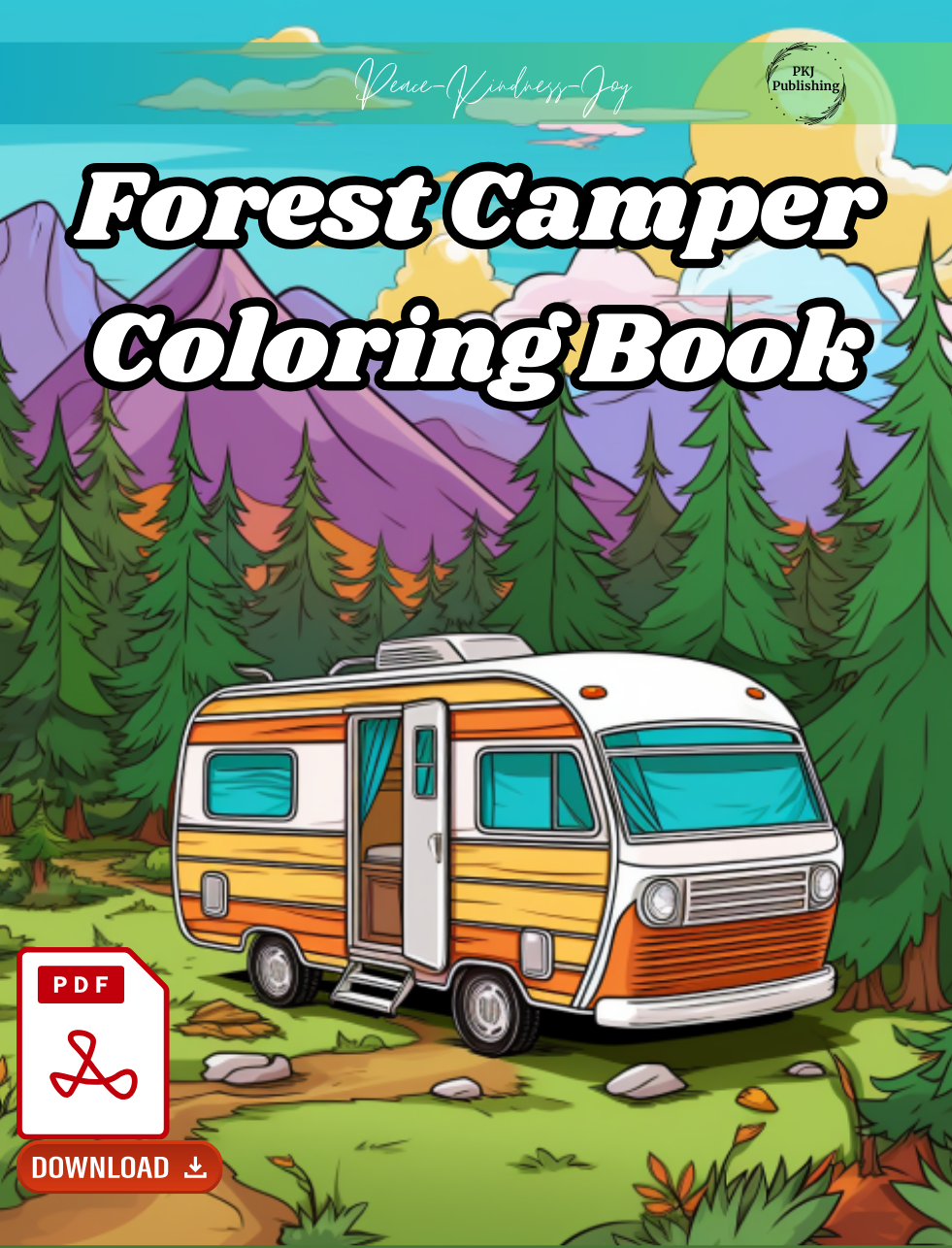 Digital PDF Forest Camper Coloring Book