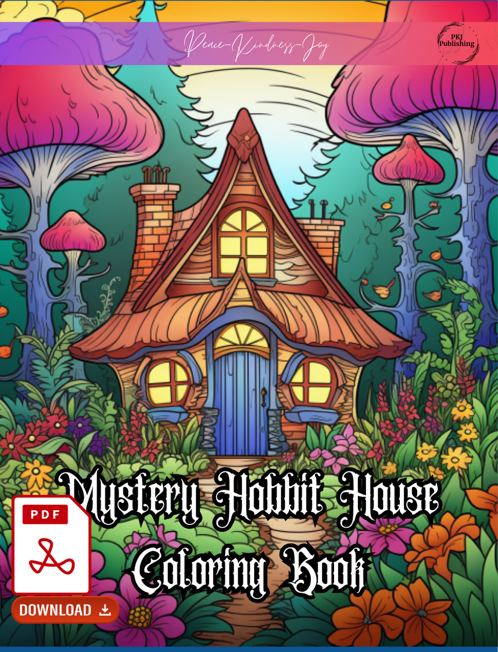 Digital PDF Mystery Hobbit House Coloring Book