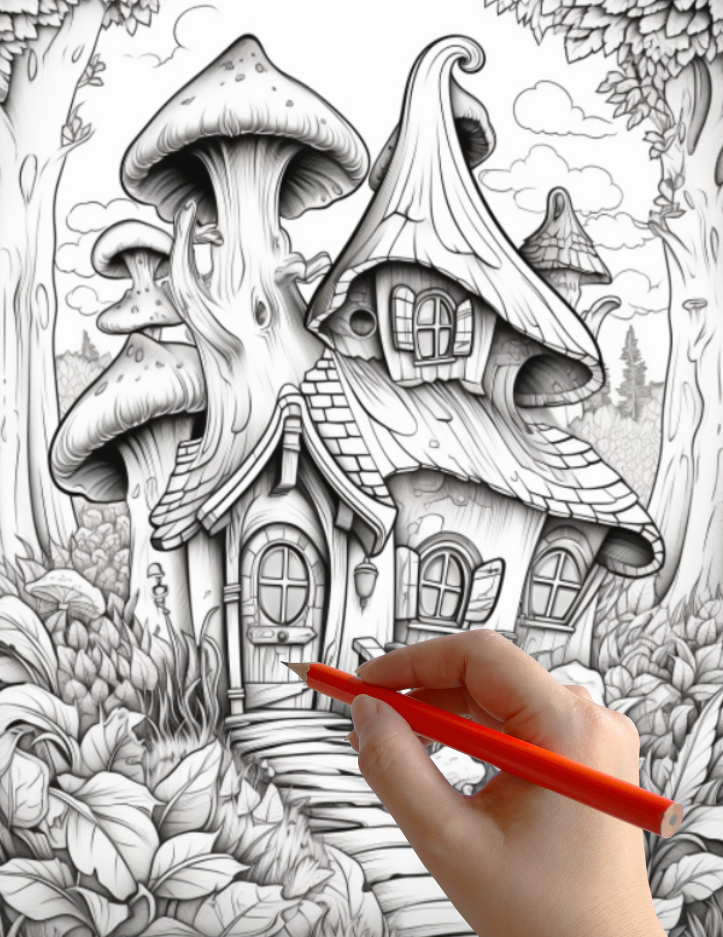 Digital PDF Mystery Hobbit House Coloring Book