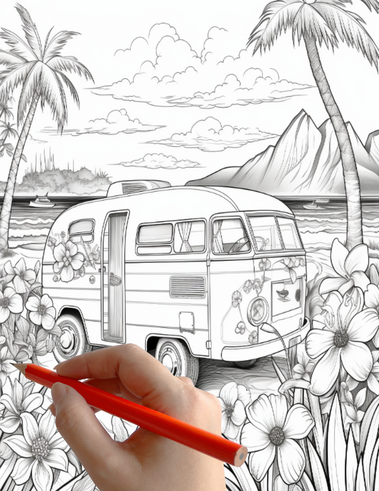 Digital PDF Ocean Camper Coloring Book