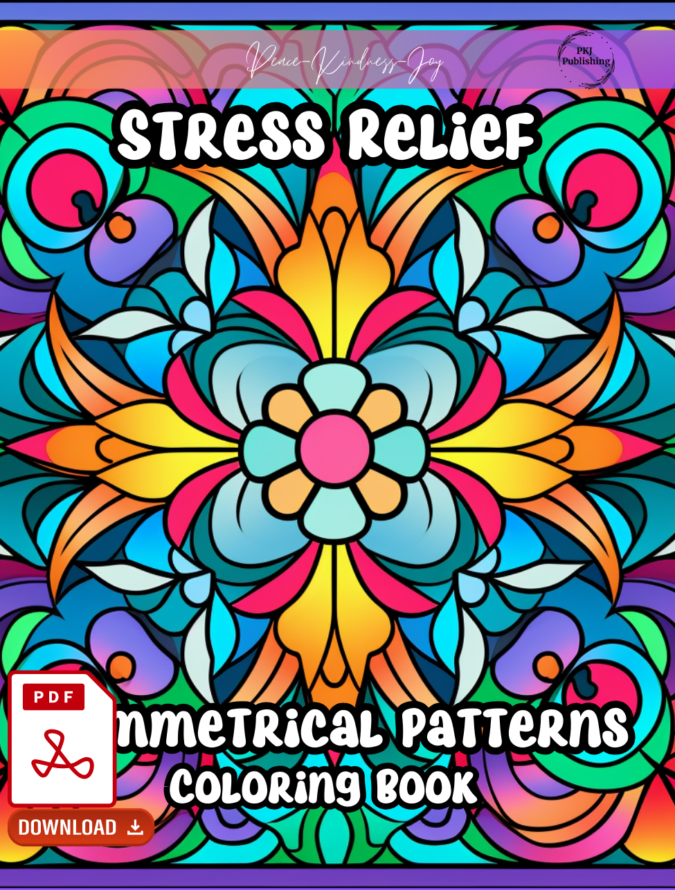 Digital PDF Stress Relief Symmetrical Patterns Coloring Book