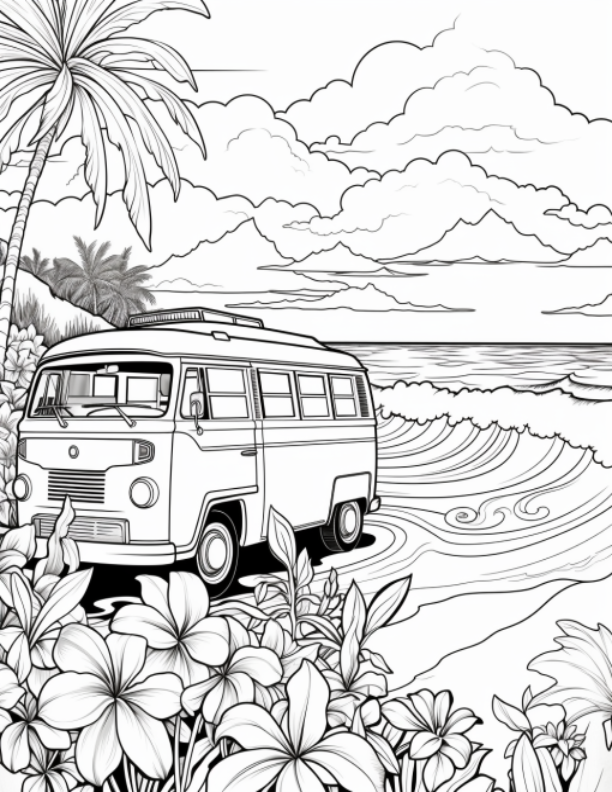 Digital PDF Ocean Camper Coloring Book