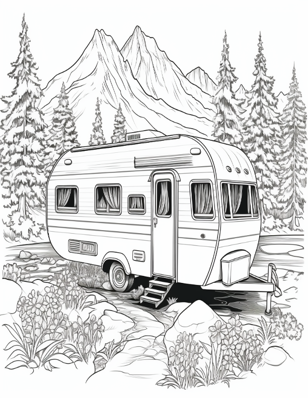 Digital PDF Forest Camper Coloring Book