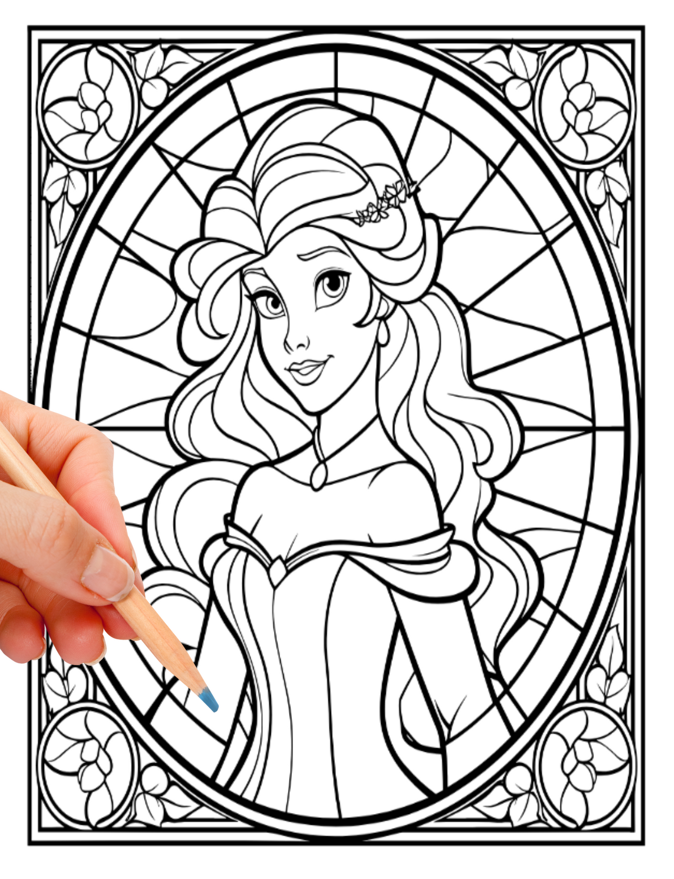 Digital PDF Stained Glass Princess Coloring Book – PKJ Publishing