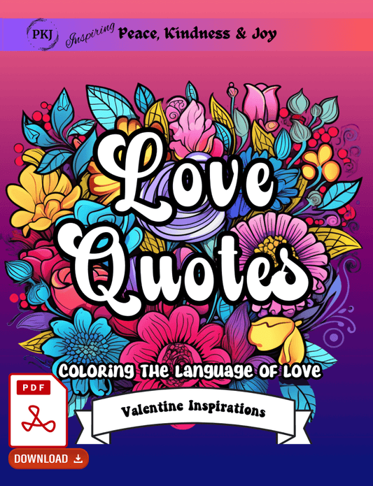 Digital PDF Love Quotes Coloring Book