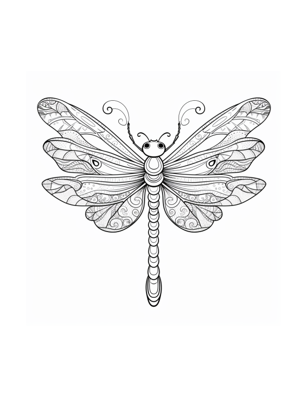 Digital PDF Peaceful Dragonfly Coloring Book