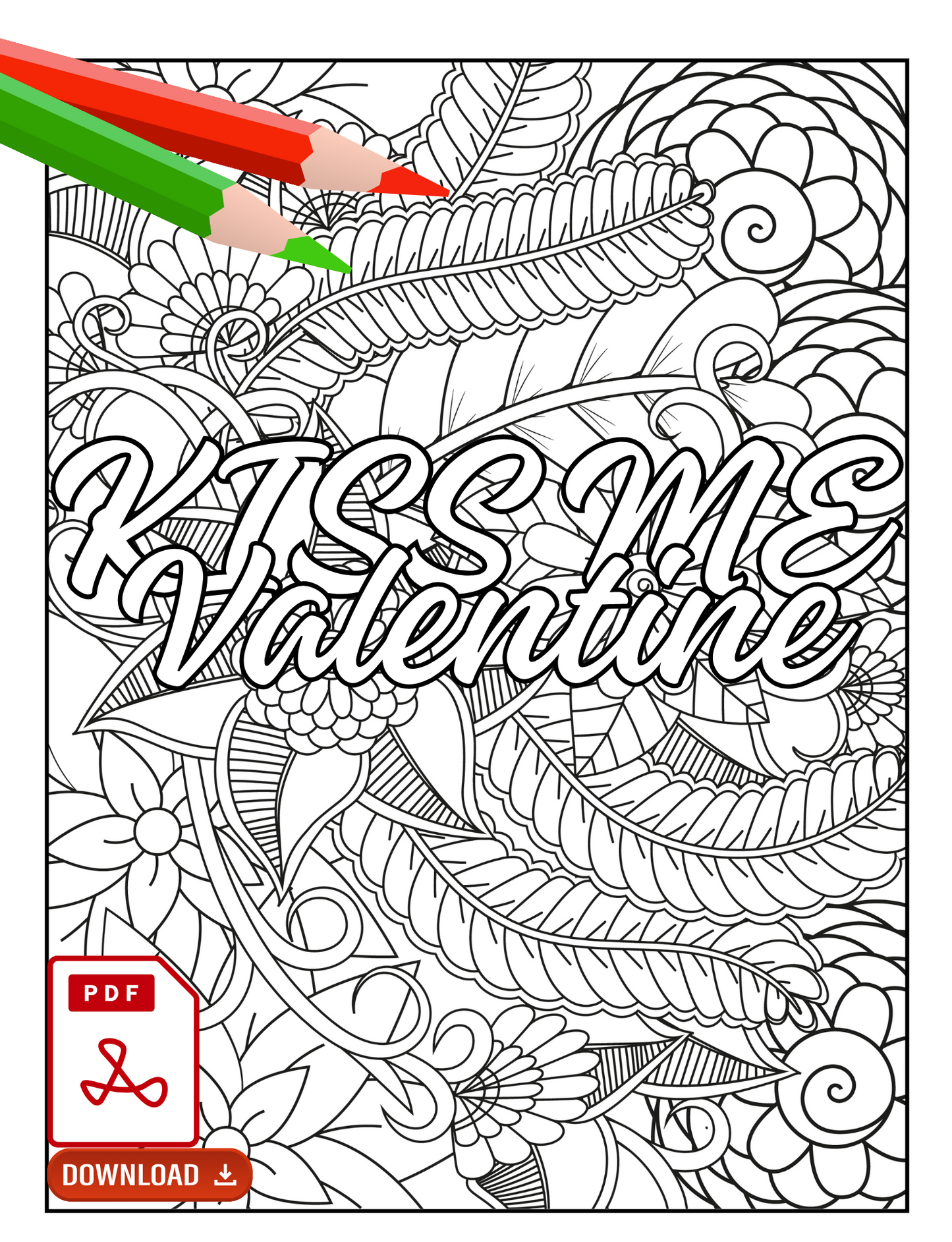 Digital PDF Love Quotes Coloring Book