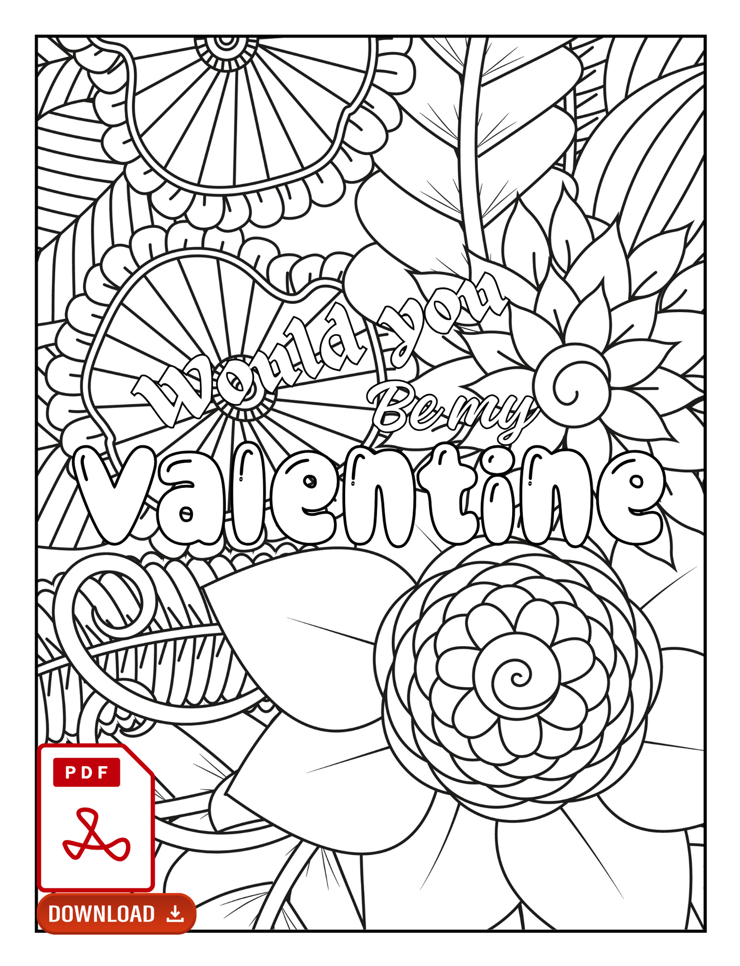 Digital PDF Love Quotes Coloring Book